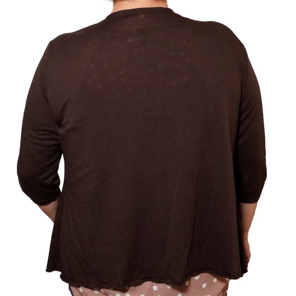 Double Take Open Front Cardigan Brown - Picture 3 of 5